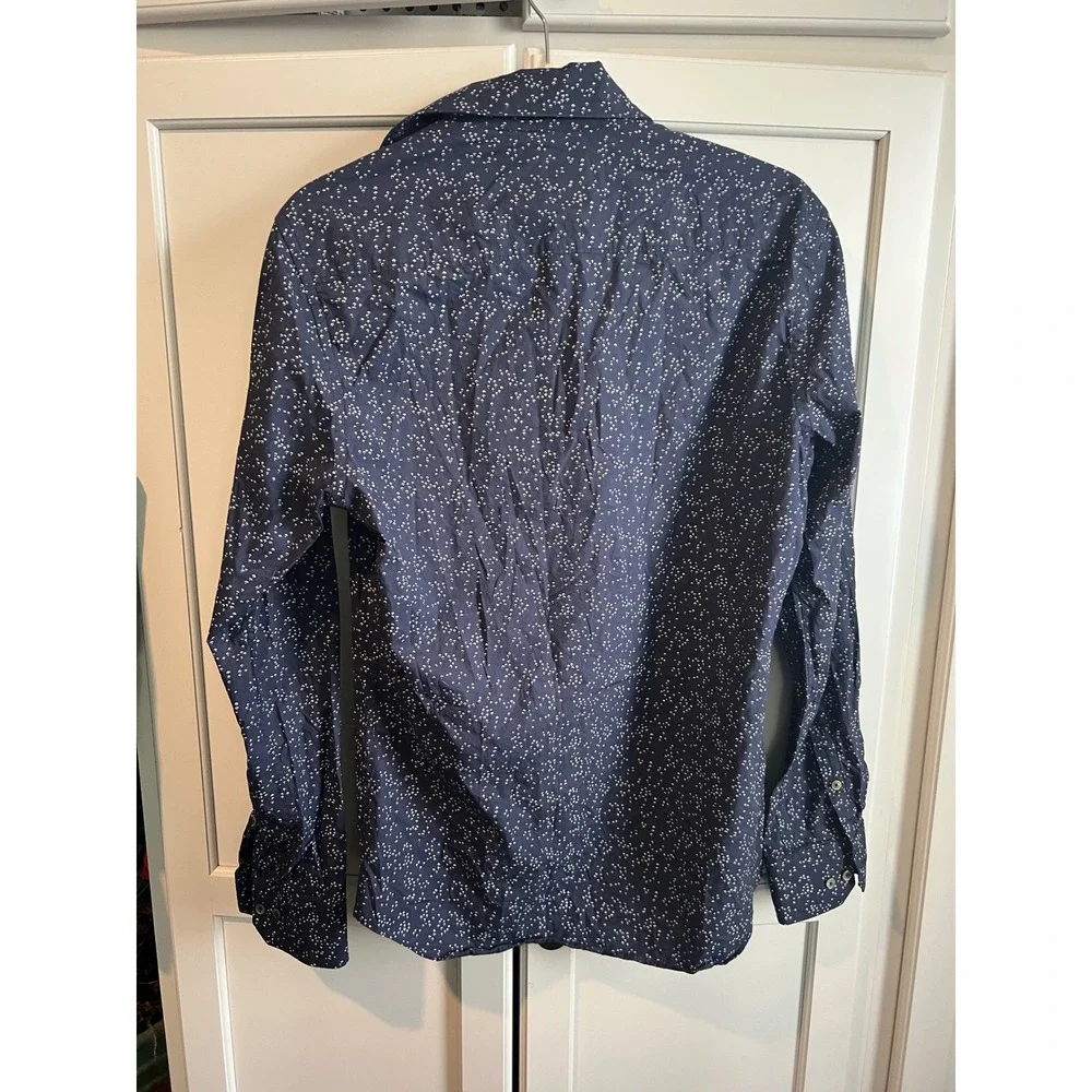 Rare Rabbit Mens Navy Blue White Geometric Print Long Sleeve Button Down Shirt S - Picture 4 of 6